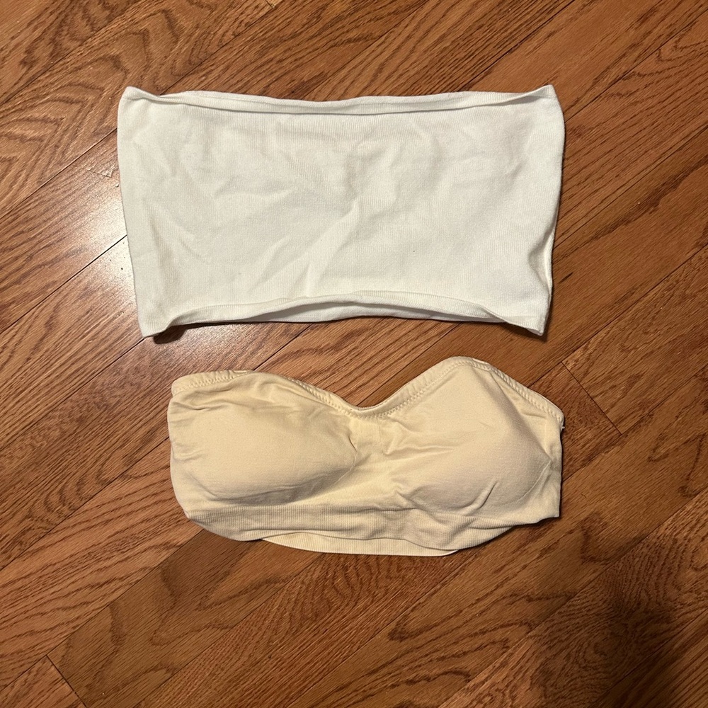 Women's White and Cream Bandeau Set
